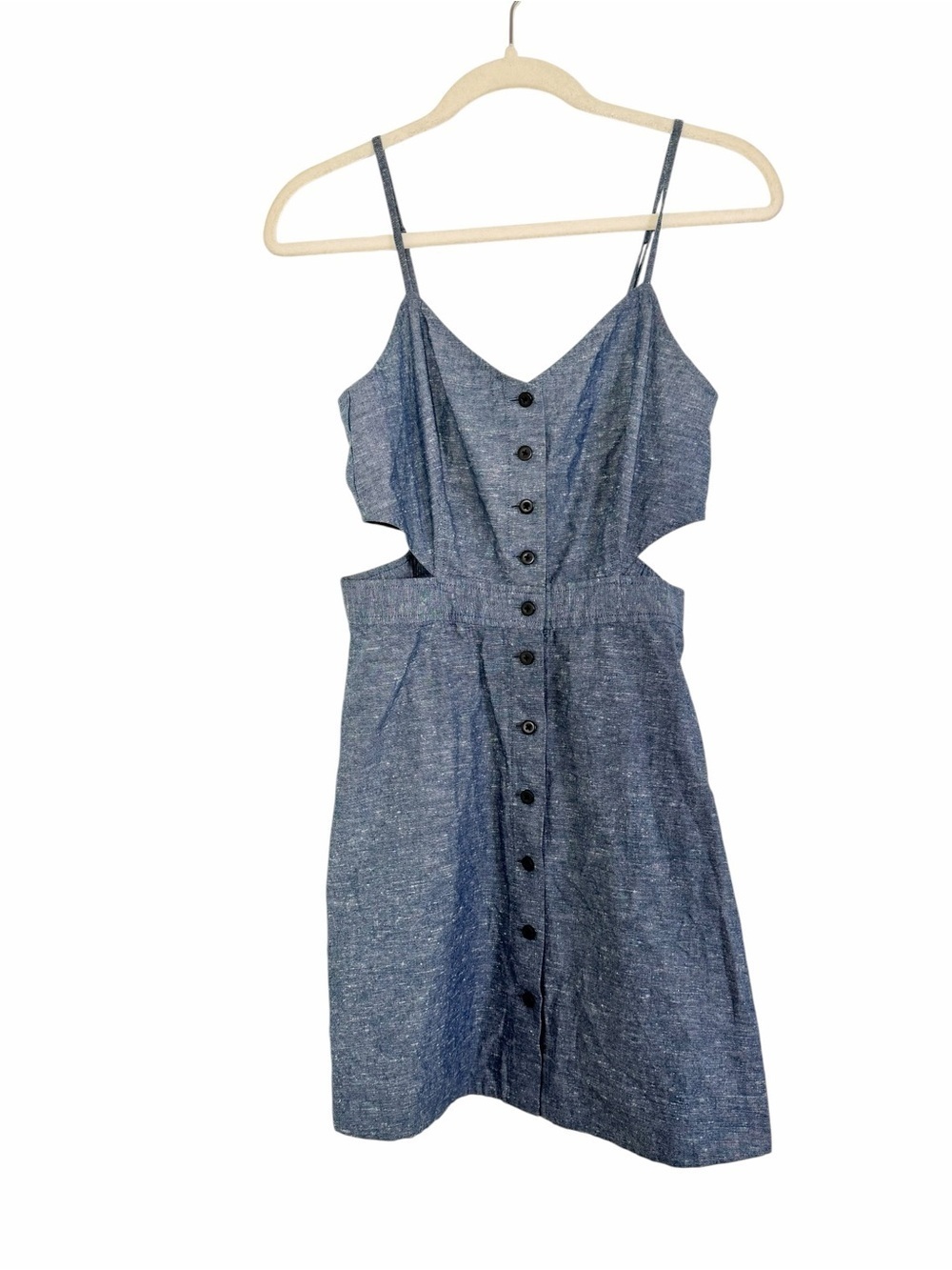 Madewell Blue Chambray Cutout Cami Mini Dress 100% Cotton Sz 2 - Picture 5 of 12
